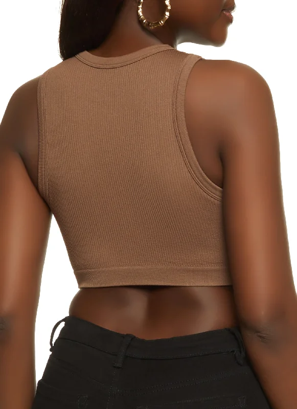 Seamless Compression Ribbed Cropped Tank Top