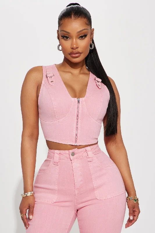 Unconditional Love Denim Top - Pink