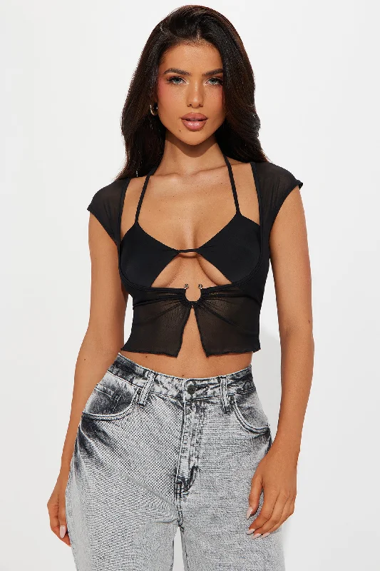 Whatever She Wants Mesh Top - Black