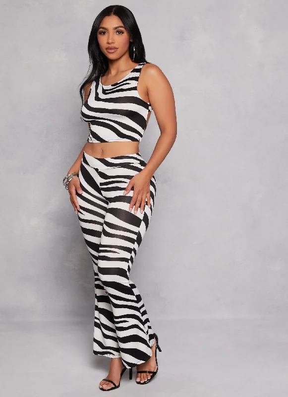 Zebra Print Caged Open Back Crop Top