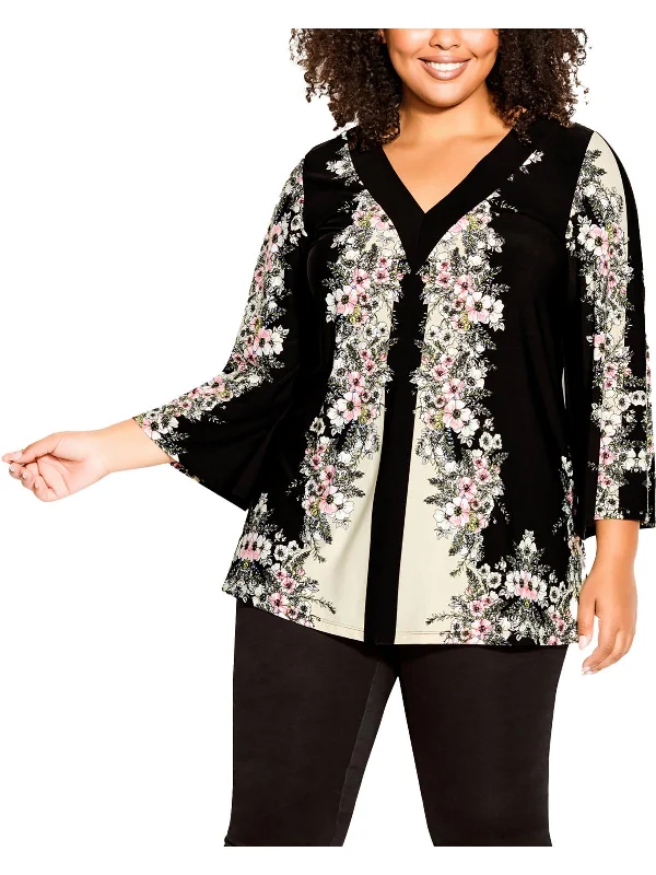 Womens V-Neck Shirt Tunic Top