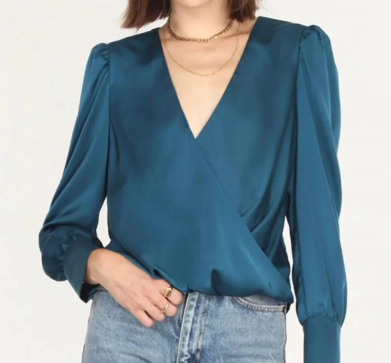 Wrap Front Top Top In Teal