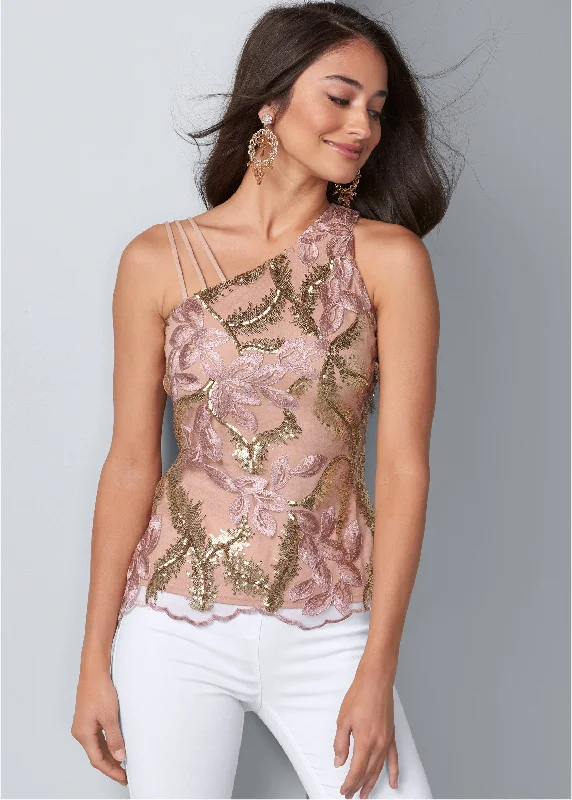 Embroidered floral blouse - Blush