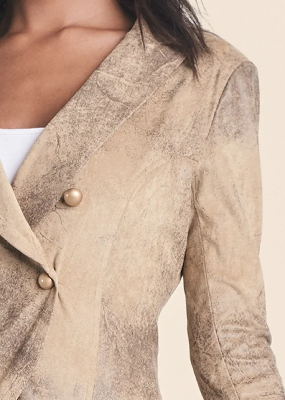 High-low faux-suede blazer - Brown Multi