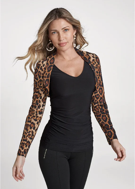 Leopard shrug top - Black Multi