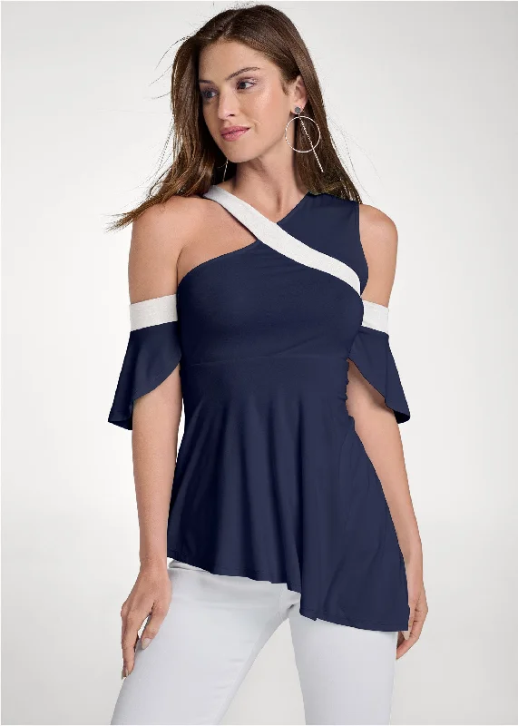 Color block top - Navy & White