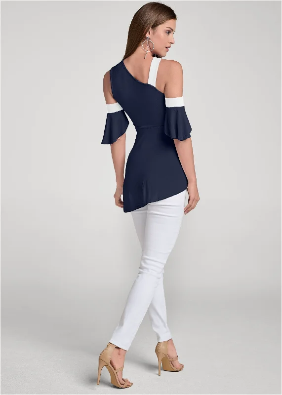 Color block top - Navy & White