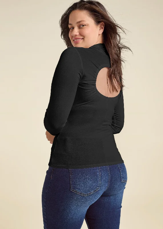 Back cut-out casual top - Black