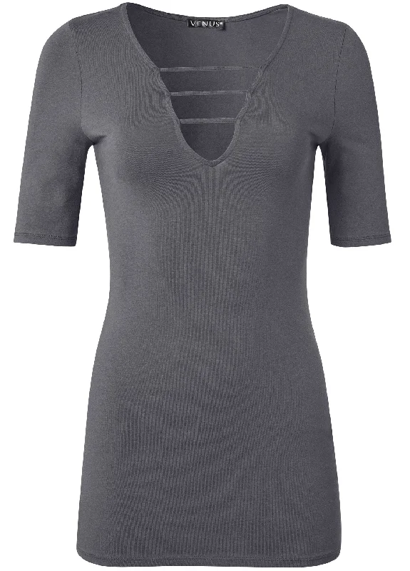 Strappy long and lean top - Dark Grey