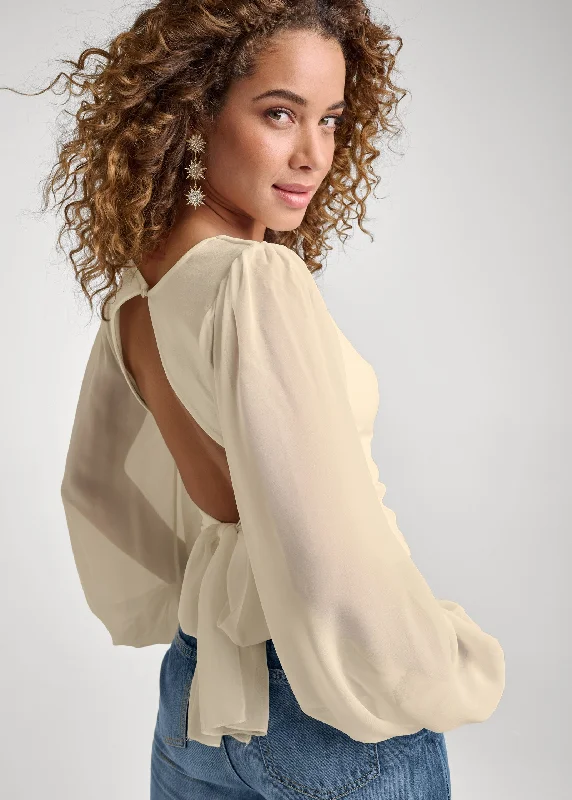 Open back tie blouse - Off White