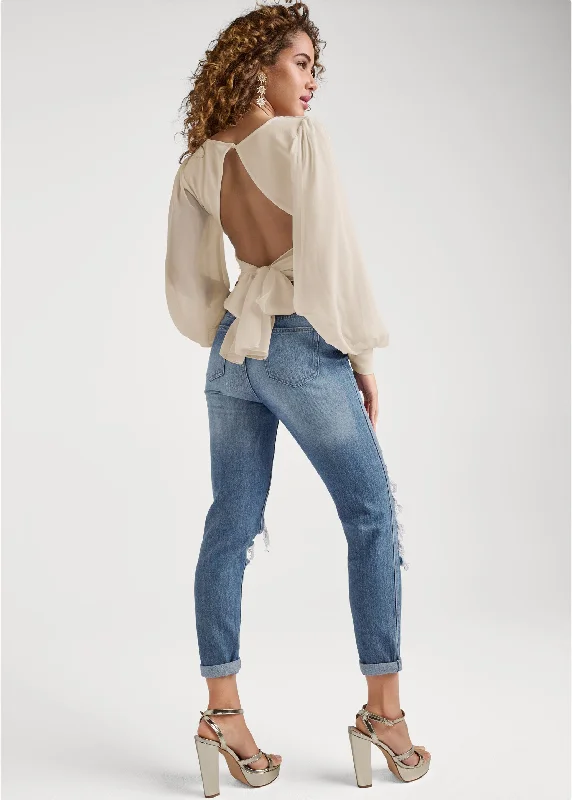 Open back tie blouse - Off White