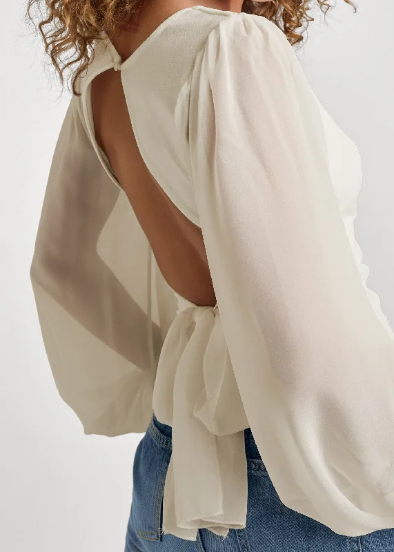 Open back tie blouse - Off White