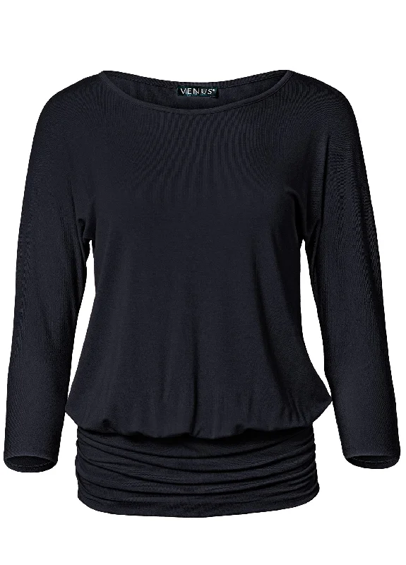 Casual 3/4-sleeve top - Black