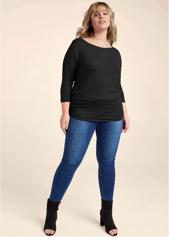 Casual 3/4-sleeve top - Black