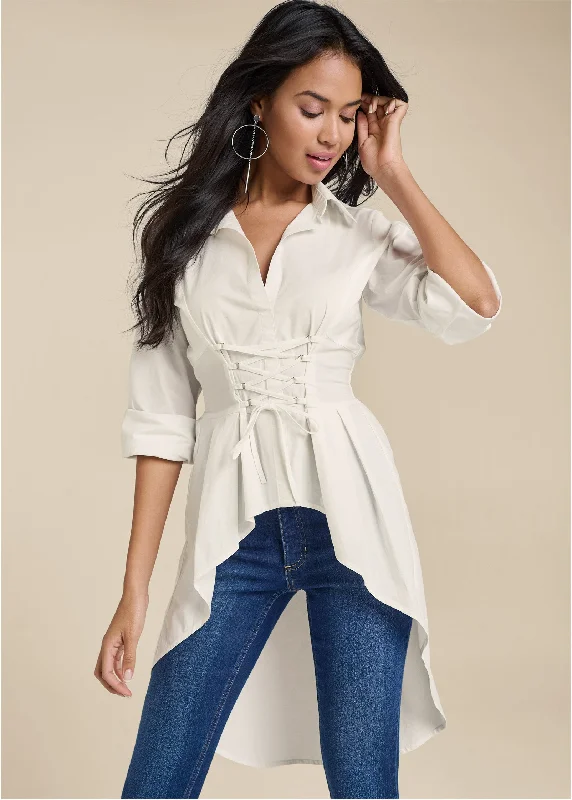 High-low corset top - Off White