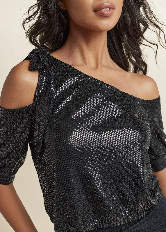 Sparkly off-shoulder top - Black