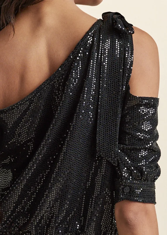 Sparkly off-shoulder top - Black