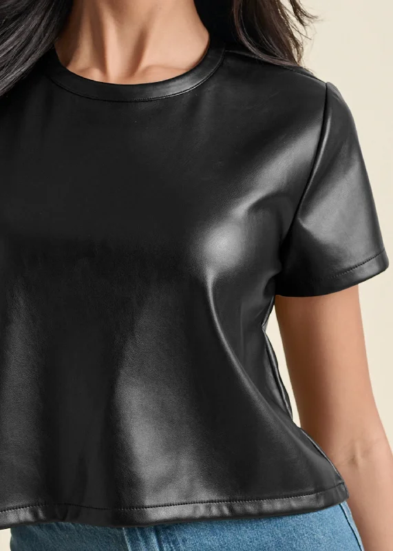 Faux leather top - Black