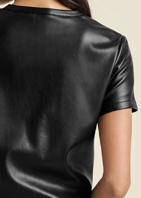 Faux leather top - Black