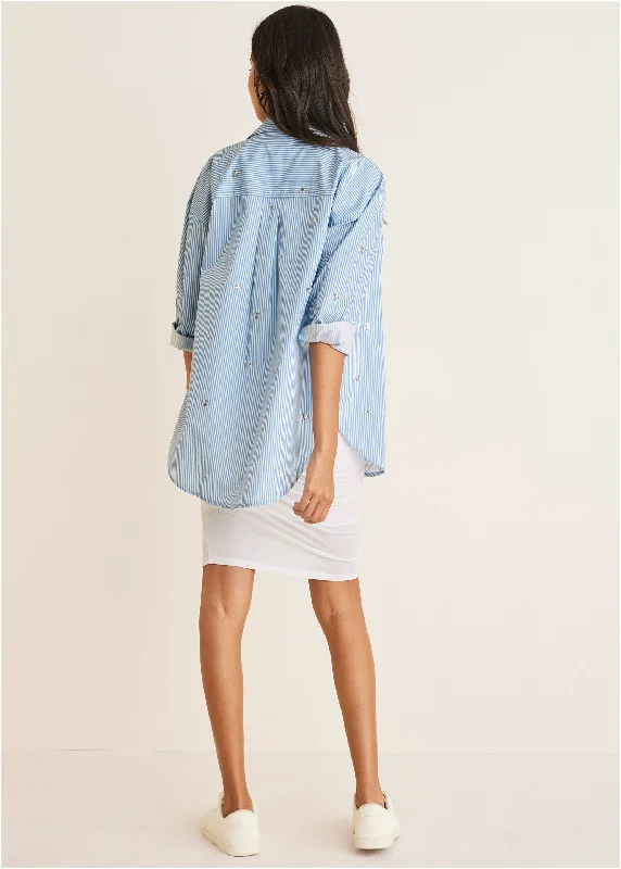 Embellished collared shirt - Siren Stripe