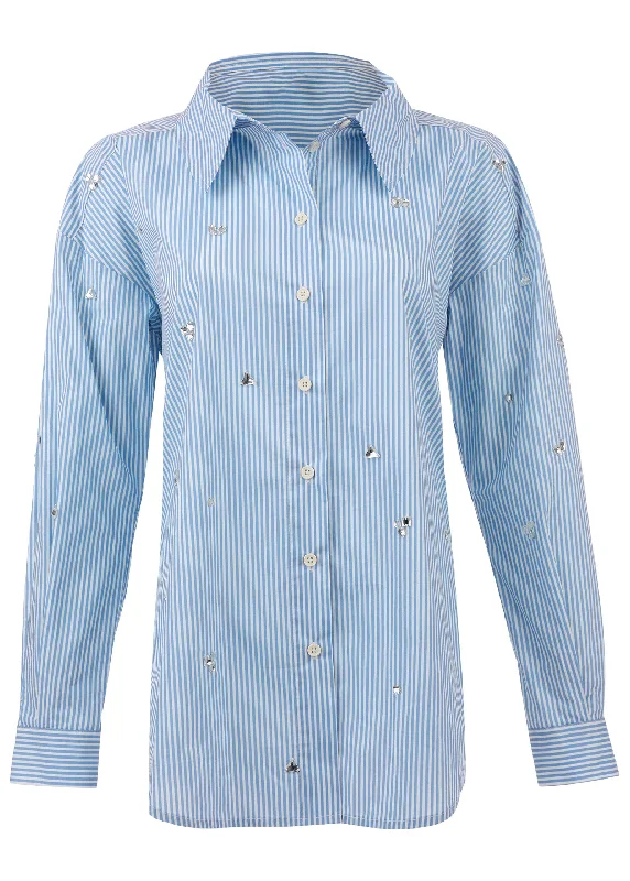 Embellished collared shirt - Siren Stripe