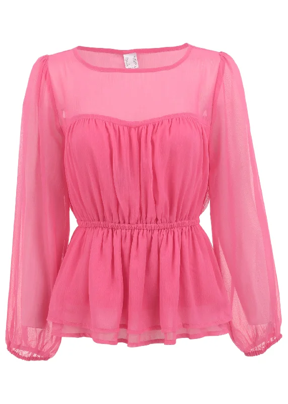 Sheer beauty blouse - Hot Pink